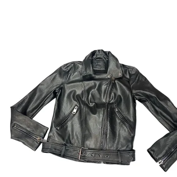 Elodie Nordstrom Womens Size XS Moto Jacket Black Faux Leather - Picture 3 of 16